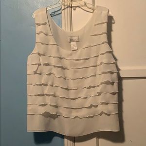 White Ruffle Sleeveless Blouse
